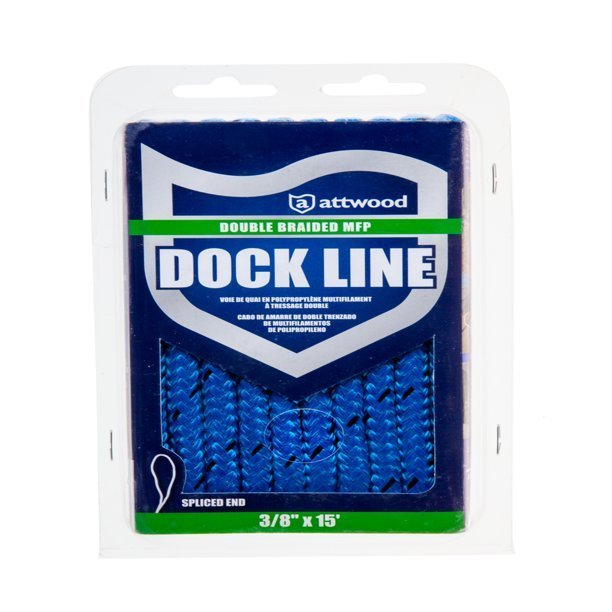 Attwood Marine - Double Braid MFP Dock Line - 3/8" x 15' - Blue - 117027