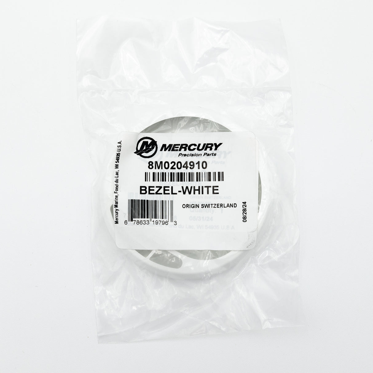 Mercury – Bezel | White | Fits 3-3/8" (85 mm) SC1000 System Gauges & MercMonitors | 8M0204910