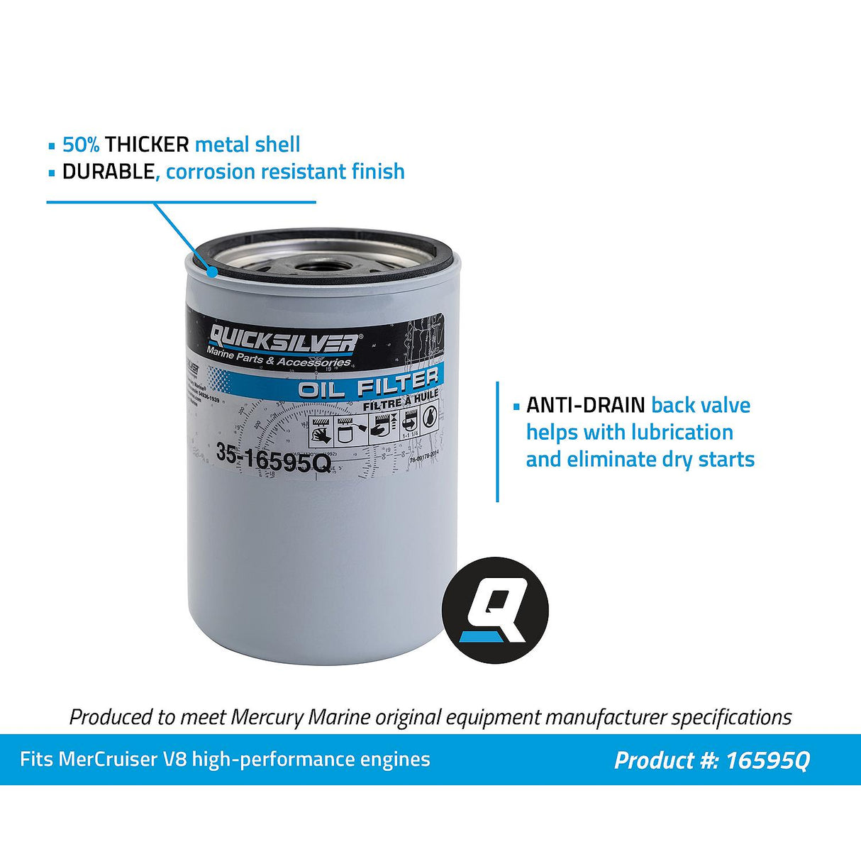 Mercury - Quicksilver - Fits 2006 & Older MCM Hi-Performance GM V-8 Engines - 35-16595Q