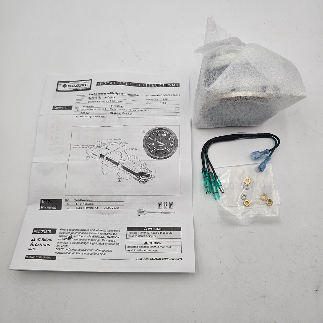 Suzuki - Tachometer w/Monitor - White - 990C0-80101