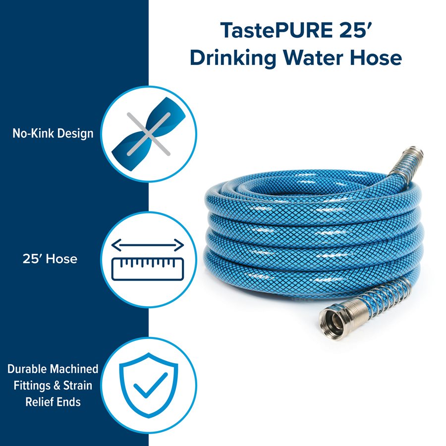 Camco - TastePURE Premium Drinking Water Hose - 25' x 5/8" ID - Anti-Kink - 22833