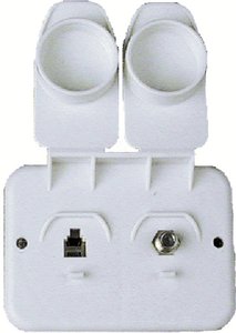 JR Products - 543-A-2-A Polar White RV Phone/Cable Plate - 543A2A