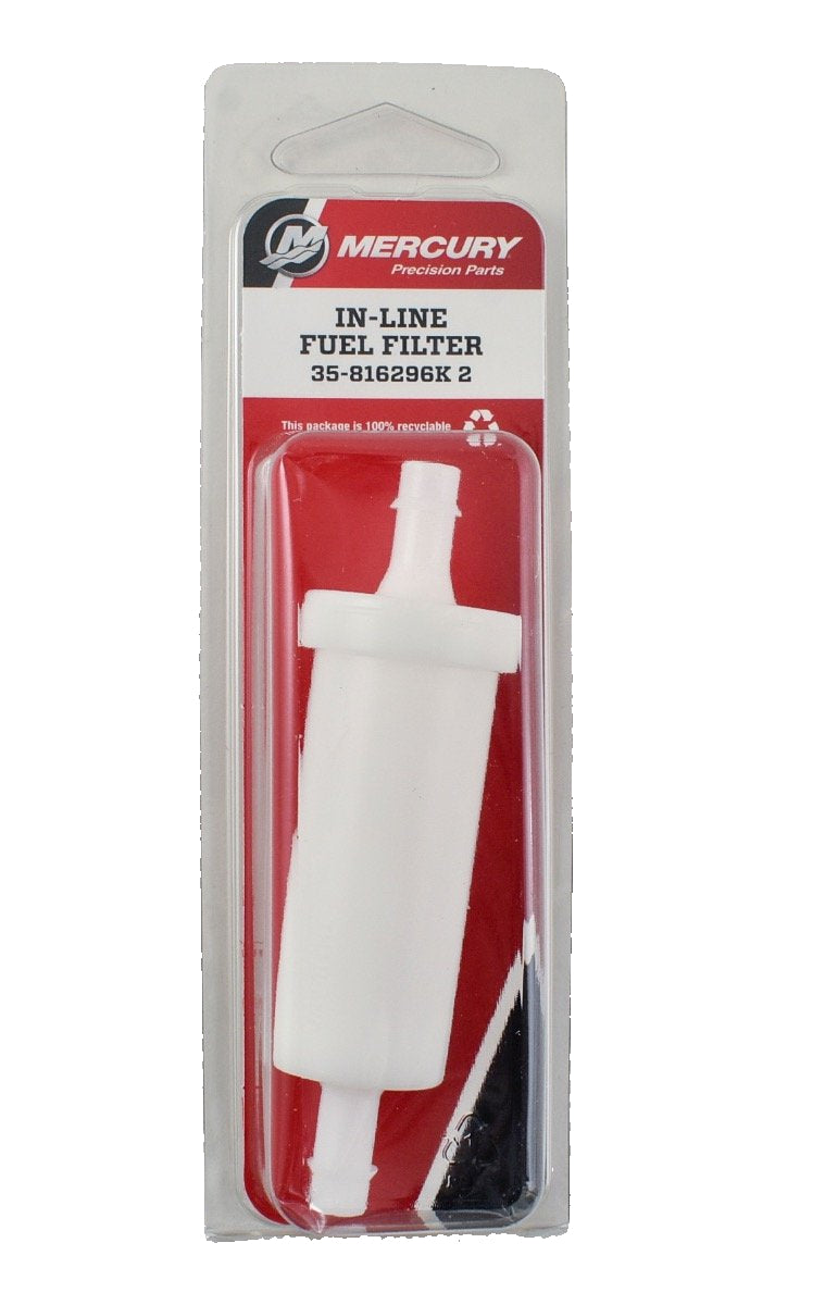 Mercury 35-816296K2 Outboard In Line Fuel Filter 5/16" 30 - 40 - 65 - 80 - 140 Jet 30 - 40 - 50 - 55 - 60 - 75 - 90 3-Cylinder 100 - 115 - 125 - 4-Cylinder V-135 V-150 V-200