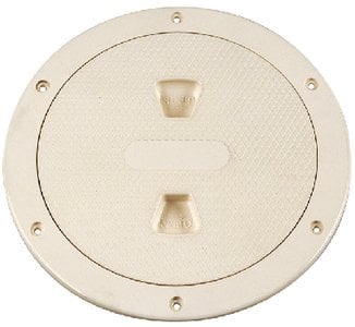 Beckson Marine - Screw Out Deck Plate With Standard Trim Ring - Diamond Center - Beige - 6" - DP64N