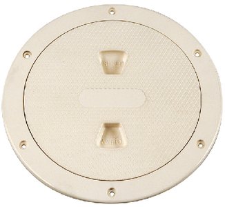 Beckson Marine - Screw Out Deck Plate With Standard Trim Ring - Diamond Center - Beige - 8" - DP84N