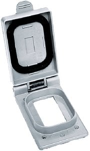 Hubbell - CWP26CR Gray Commercial Grade Weatherproof Lift Cover Plate for Ground Fault & Stylized Receptacles - CWP26CR