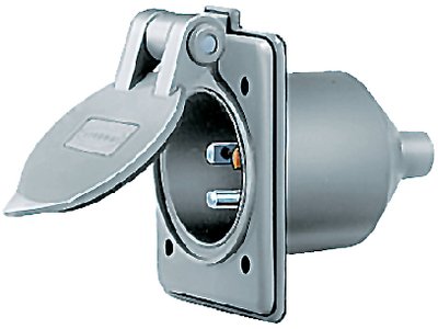 Hubbell - Compact Gray Nylon Weatherproof Panel Mount Inlet - HBL61CM64