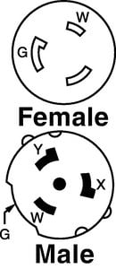 Hubbell - Yellow Twist Lock Female to Twist Lock Male Adapter - HBL61CM71