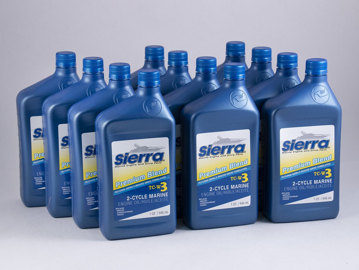 Sierra - Blue Premium TC-W3 2 Stroke Marine Engine Oil - 32 oz. - 12 Pack - 1895002