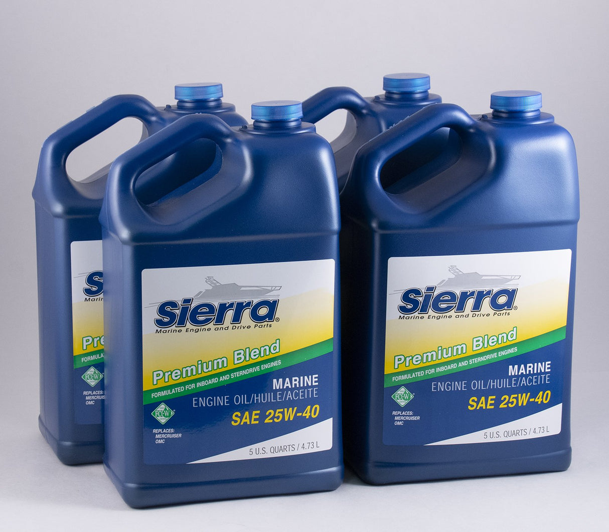 Sierra - SAE 25W-40 FC-W 4 Stroke Marine Engine Oil - 5 Quart - 4 Pack - 94004
