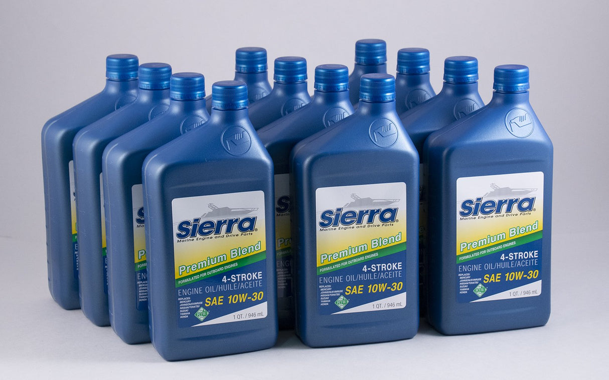 Sierra - SAE 10W-30 FC-W 4 Stroke Outboard Marine Engine Oil - Quart - 12 Pack - 94202