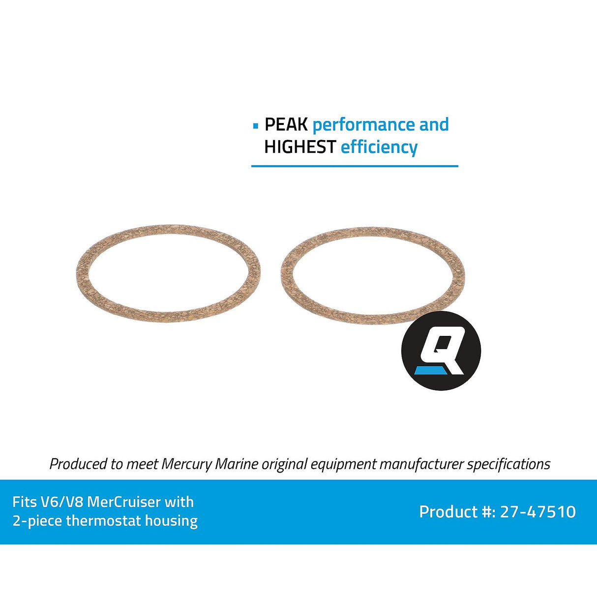 Mercury - Thermostat Gasket - Fits MCM/MIE GM V-6 & V-8 Engines w/ Older Style 2 Piece Thermostat Housing - 27-47510