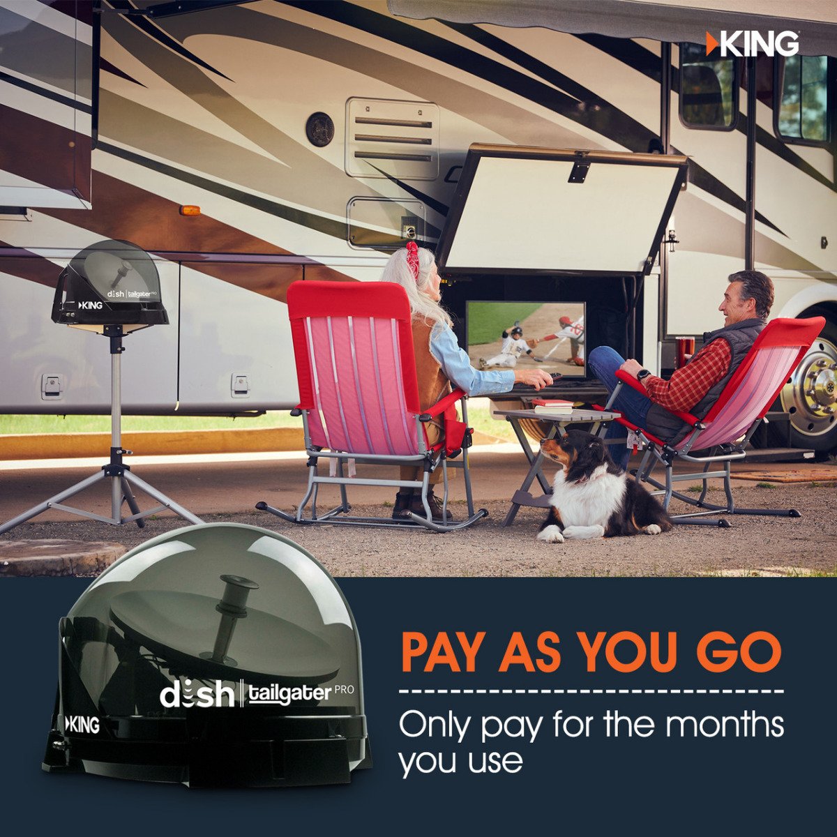 KING - Tailgater Pro Premium Satellite TV Antenna - Portable - DTP4900