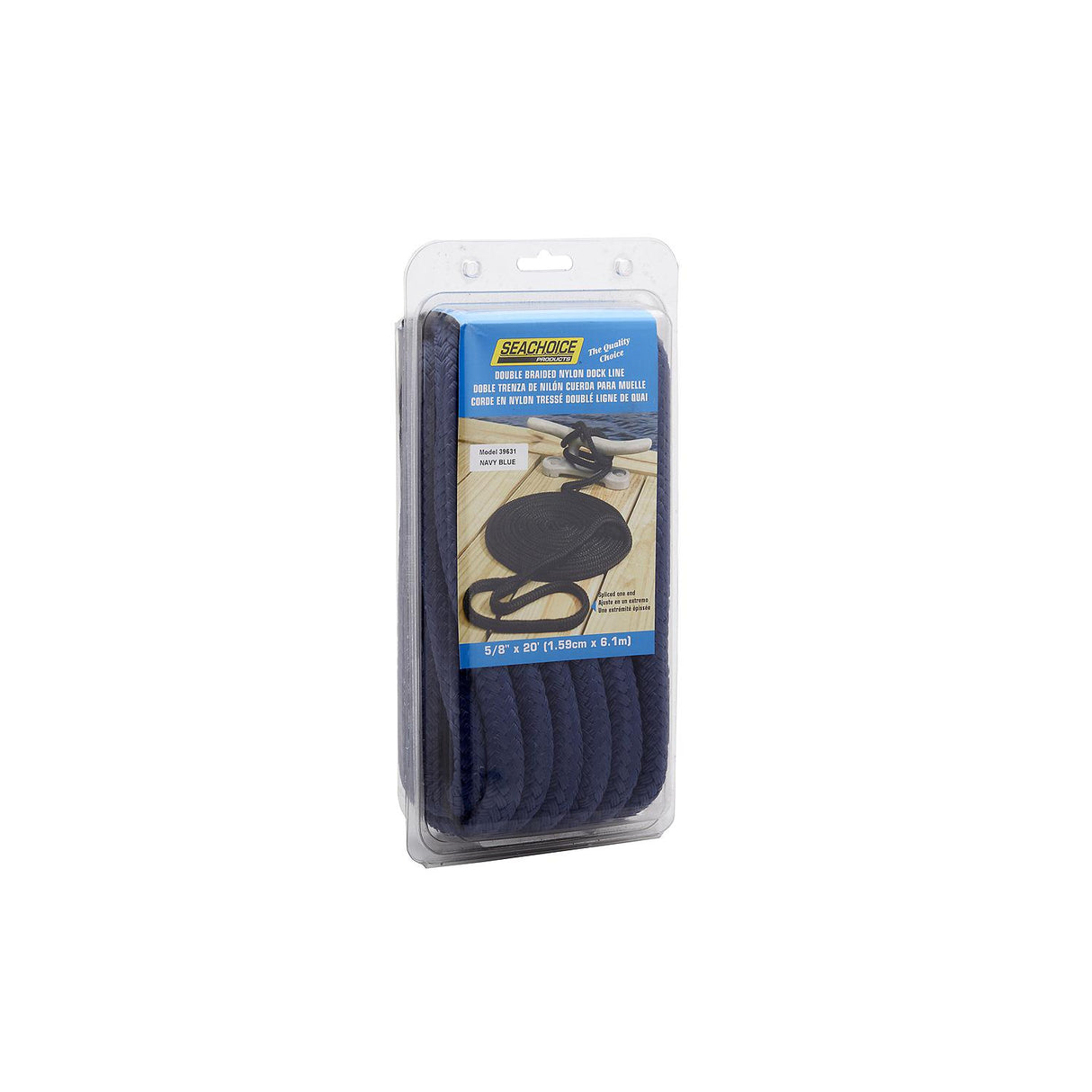 Seachoice - Double Braid Nylon Dock Line | Navy | 5/8" x 20' | 39631