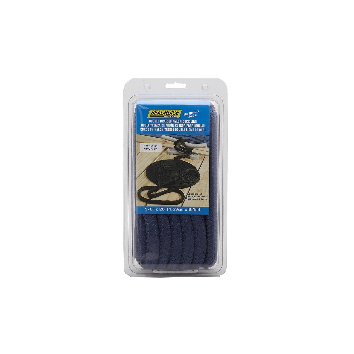 Seachoice - Double Braid Nylon Dock Line | Navy | 5/8" x 20' | 39631