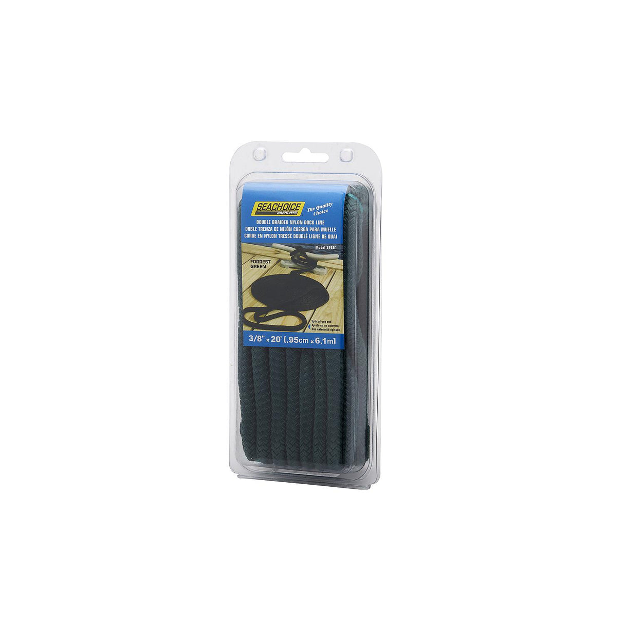 Seachoice - Double Braid Nylon Dock Line | Forest Green | 3/8" x 20' | 39691