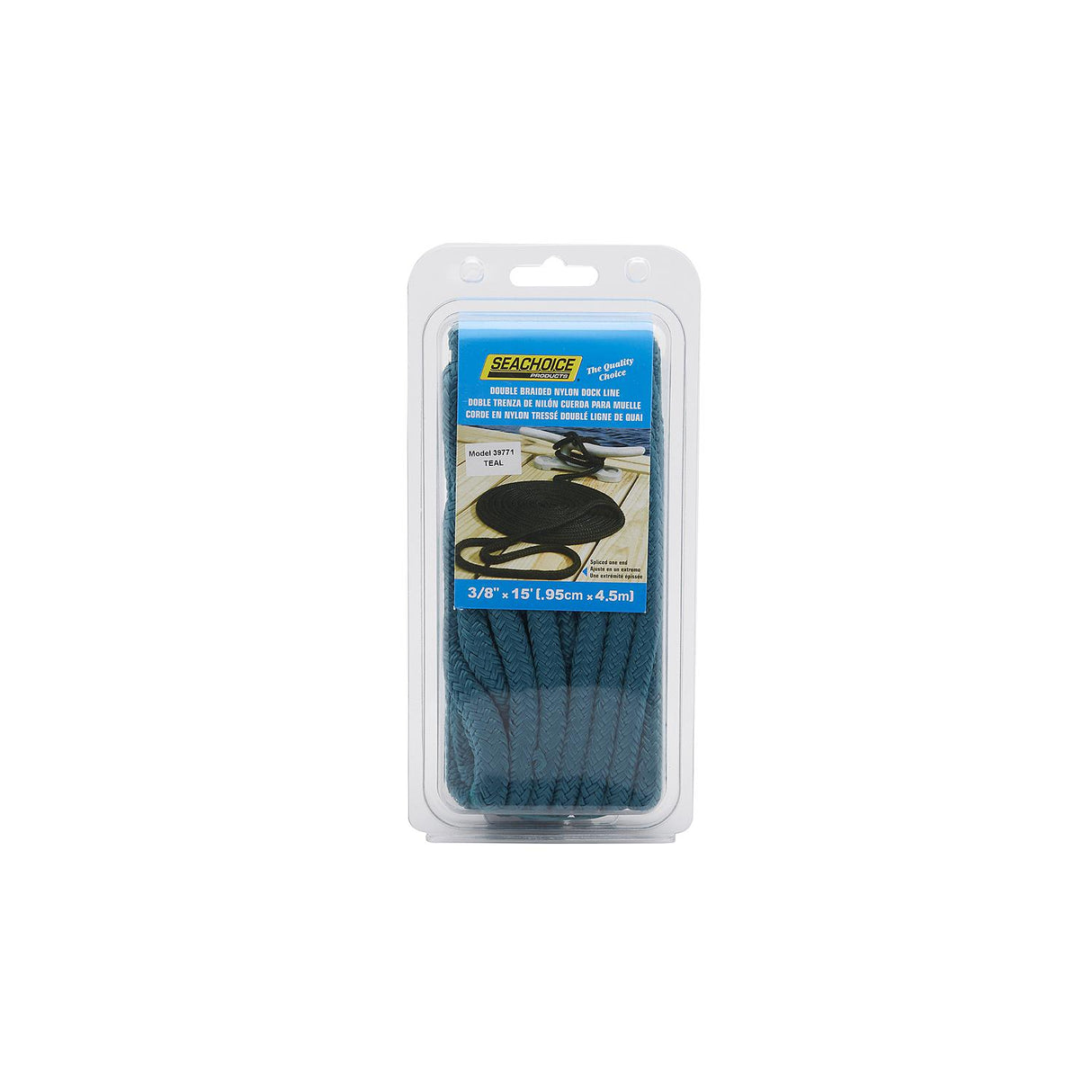 Seachoice - Double Braid Nylon Dock Line | Teal | 3/8" x 15' | 39771