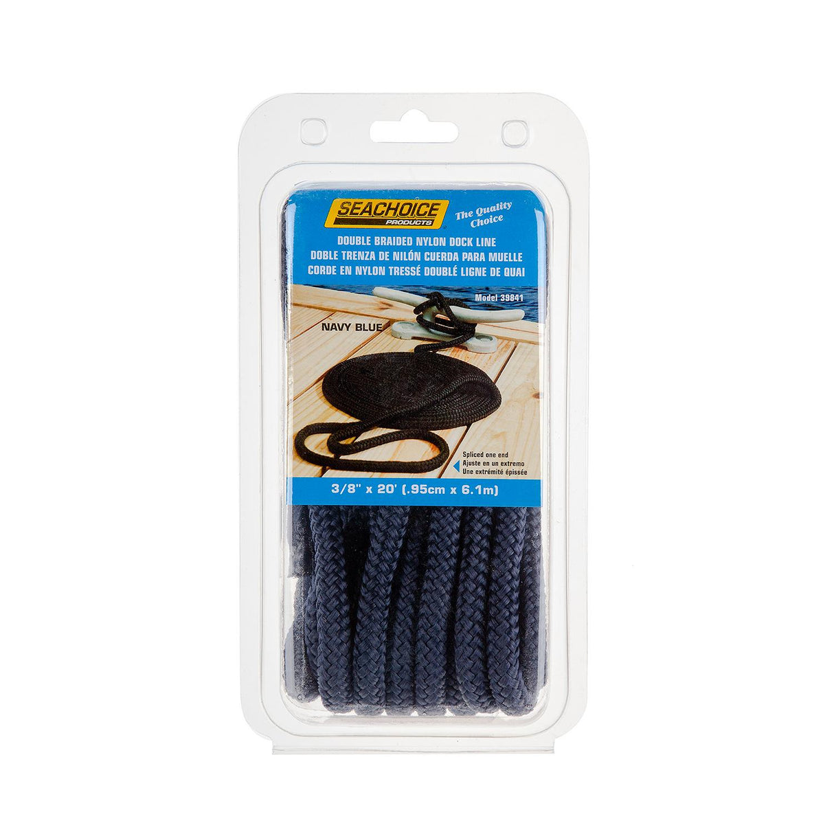 Seachoice - Double Braid Nylon Dock Line | Navy | 3/8" x 20' | 39841