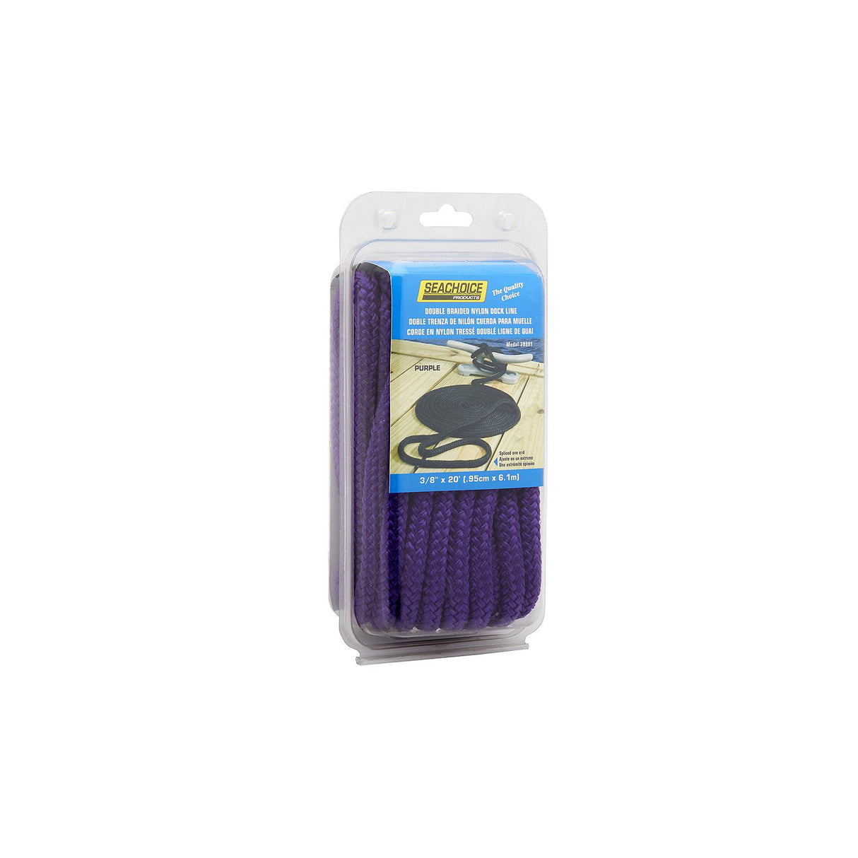 Seachoice - Double Braid Nylon Dock Line | Purple | 3/8" x 20' | 39991