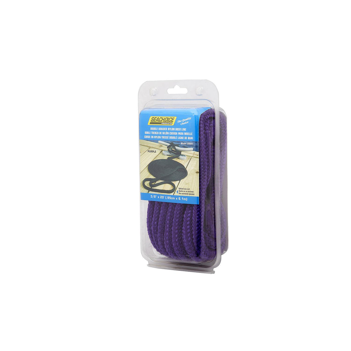 Seachoice - Double Braid Nylon Dock Line | Purple | 3/8" x 20' | 39991