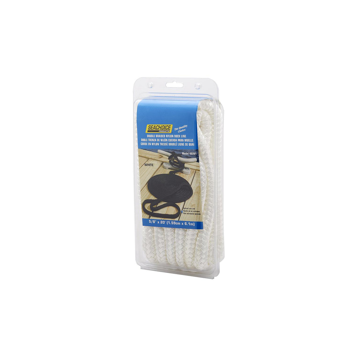 Seachoice - Double Braid Nylon Dock Line | White | 5/8" x 20' | 40261