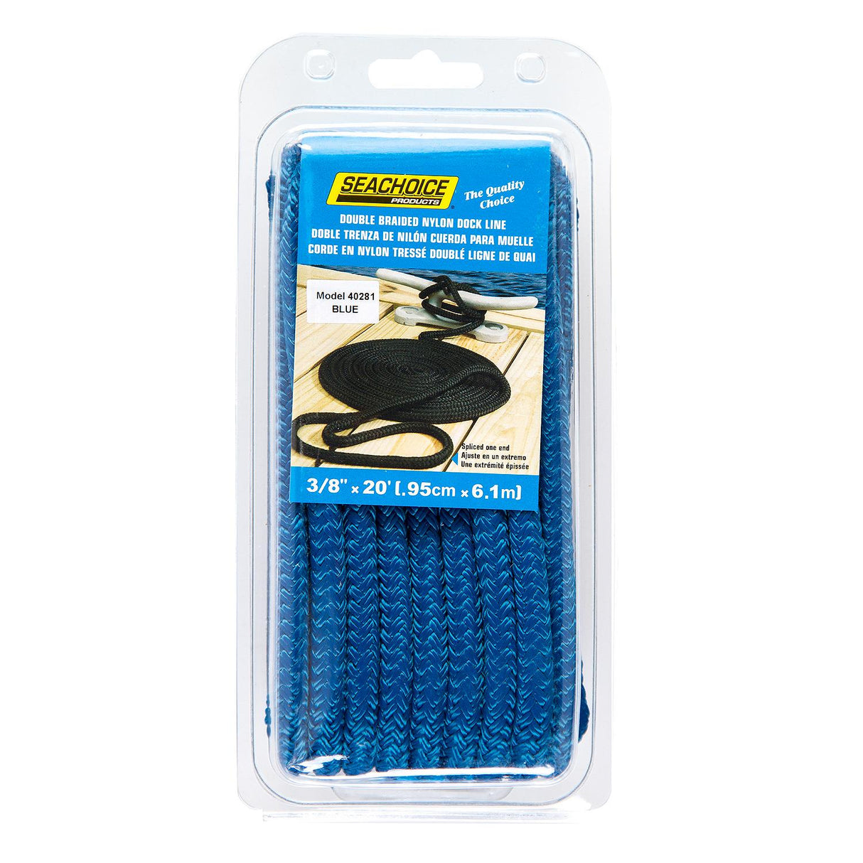 Seachoice - Double Braid Nylon Dock Line | Blue | 3/8" x 20' | 40281