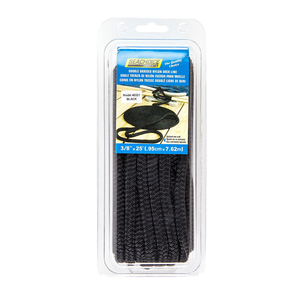 Seachoice - Double Braid Nylon Dock Line | Black | 3/8" x 25' | 40321