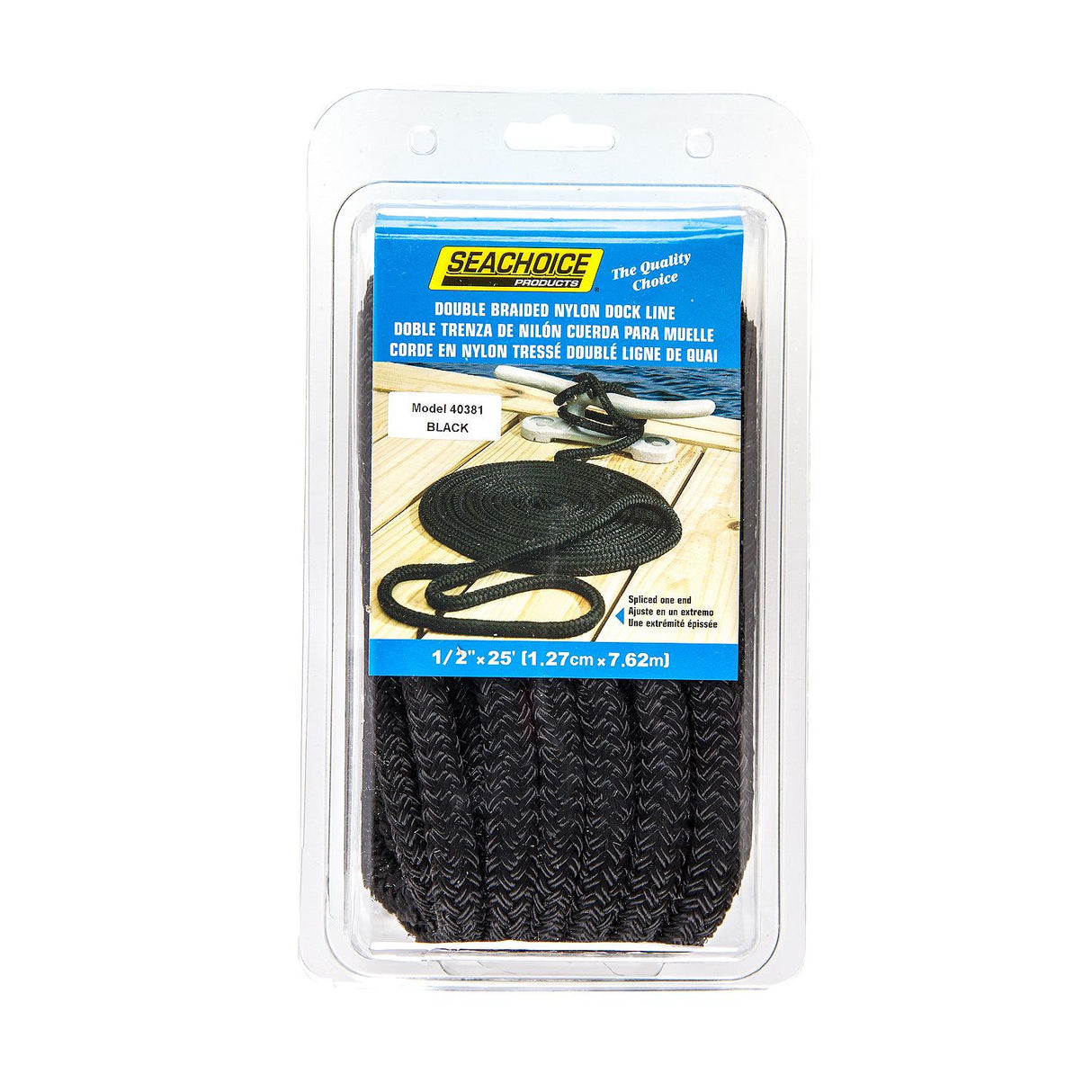 Seachoice - Double Braid Nylon Dock Line | Black | 1/2" x 25' | 40381
