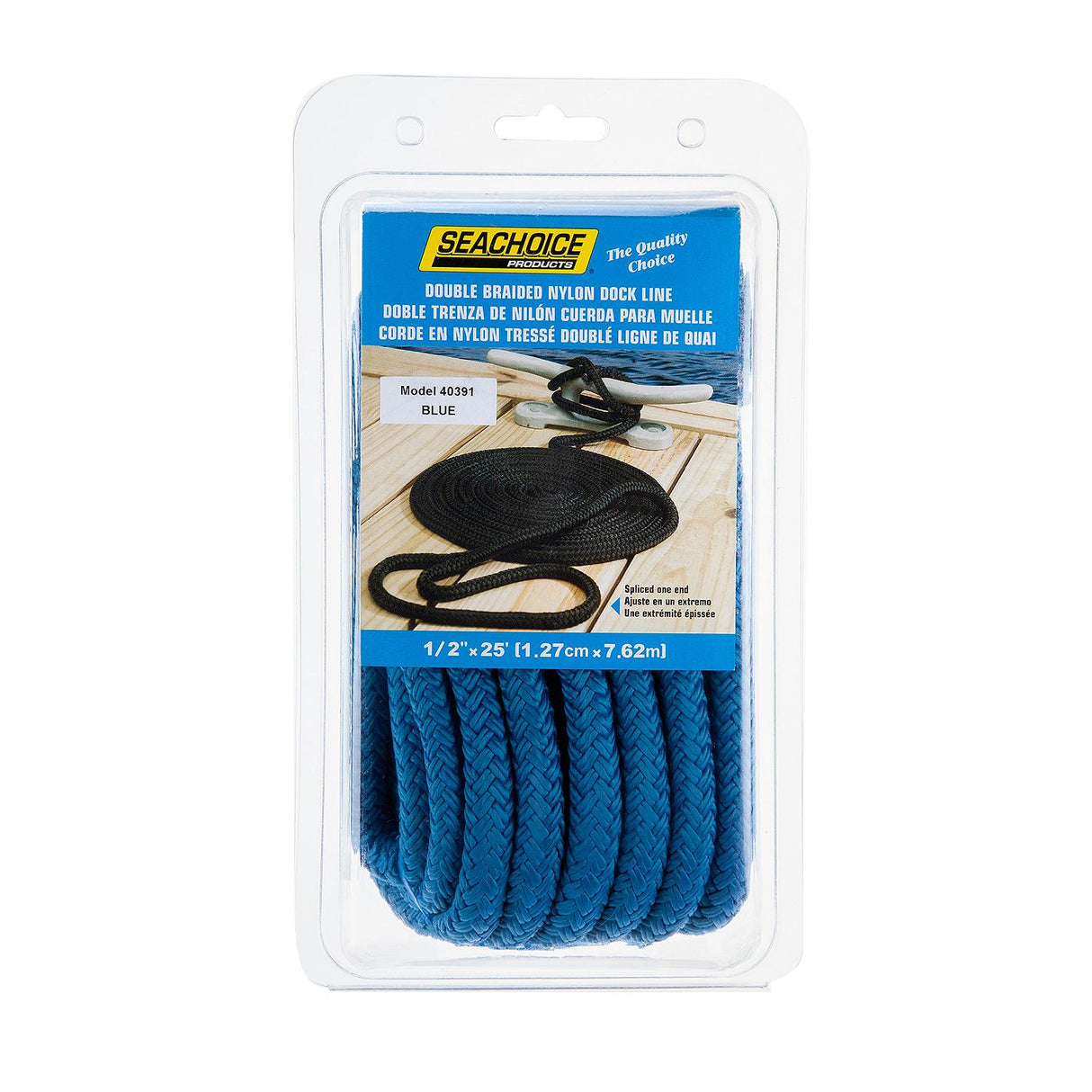 Seachoice - Double Braid Nylon Dock Line | Blue | 1/2" x 25' | 40391