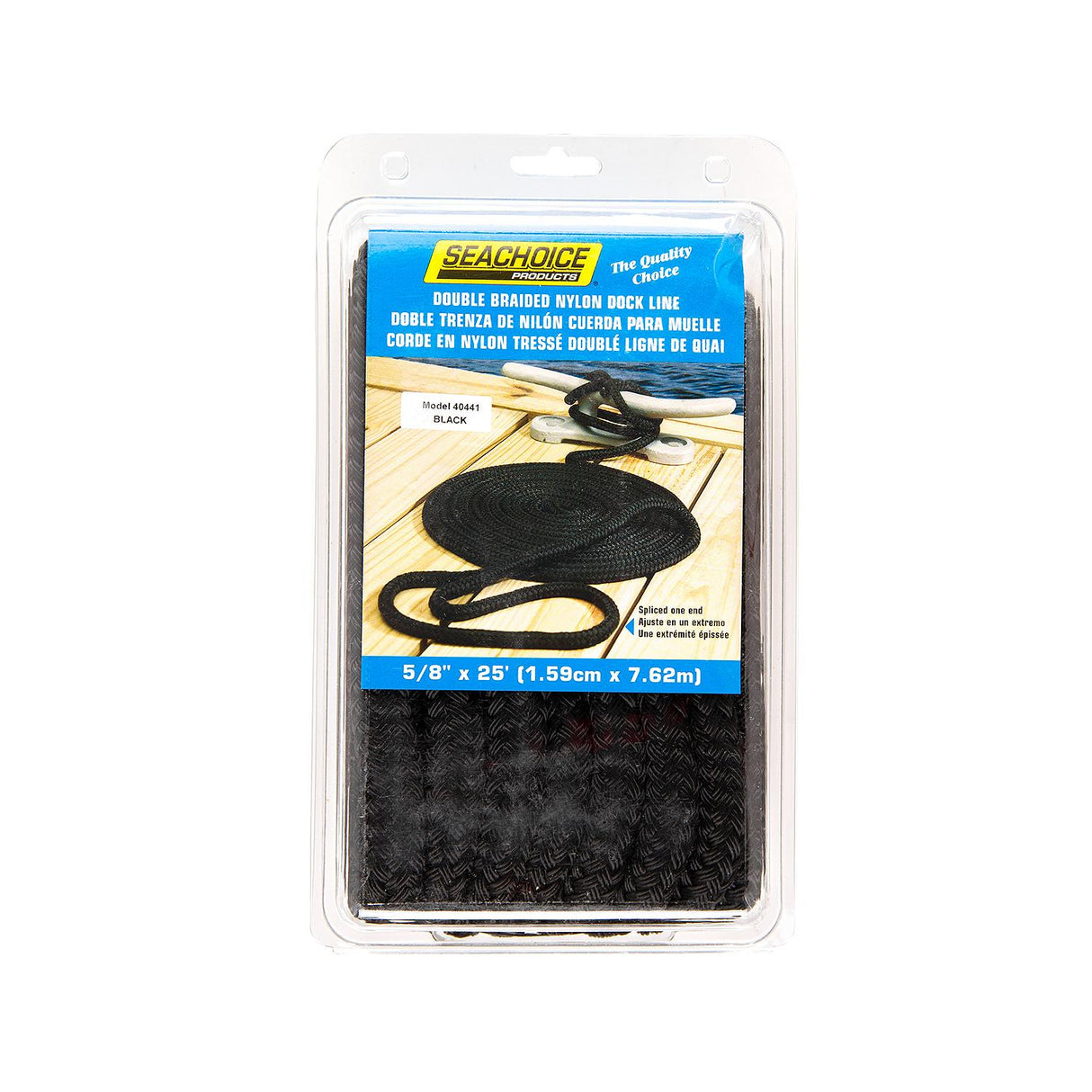 Seachoice - Double Braid Nylon Dock Line | Black | 5/8" x 25' | 40441