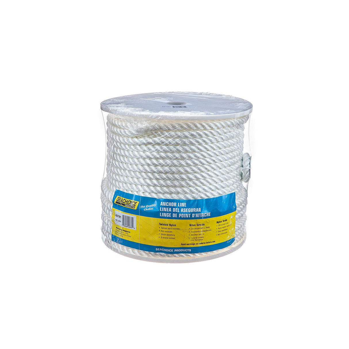 Seachoice - 3-Strand Twisted Nylon Anchor Line | White | 1/2" x 250' | 40781