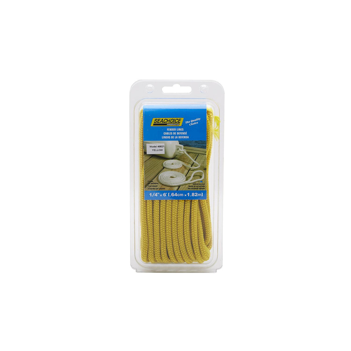 Seachoice - Double Braided Nylon Fender Line | Yellow | 1/4" x 6' | 40821