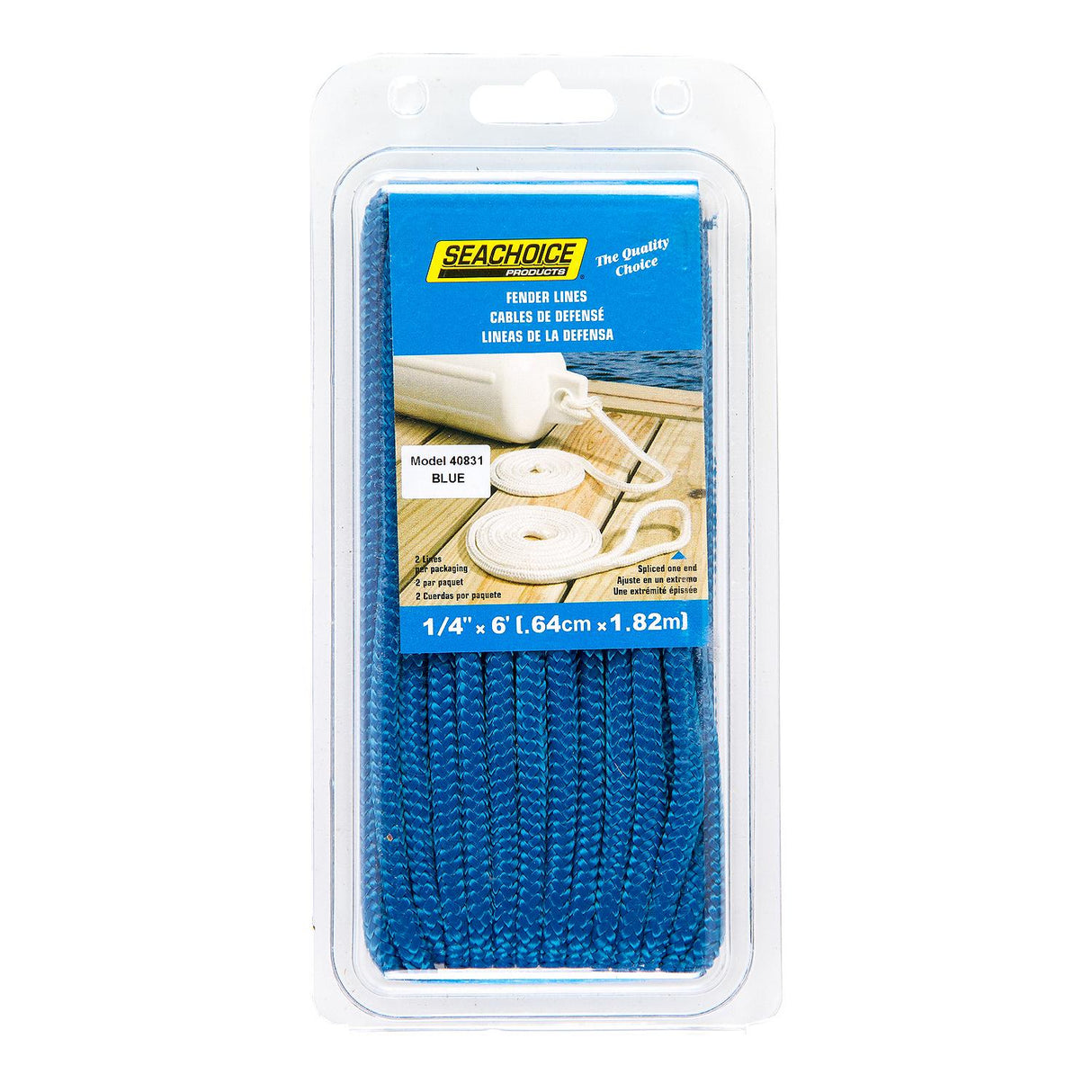 Seachoice - Double Braided Nylon Fender Line | Blue | 1/4" x 6' | 40831