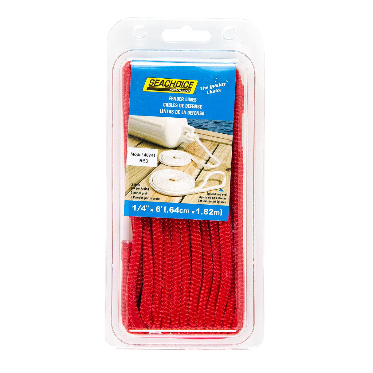 Seachoice - Double Braided Nylon Fender Line | Red | 1/4" x 6' | 40841