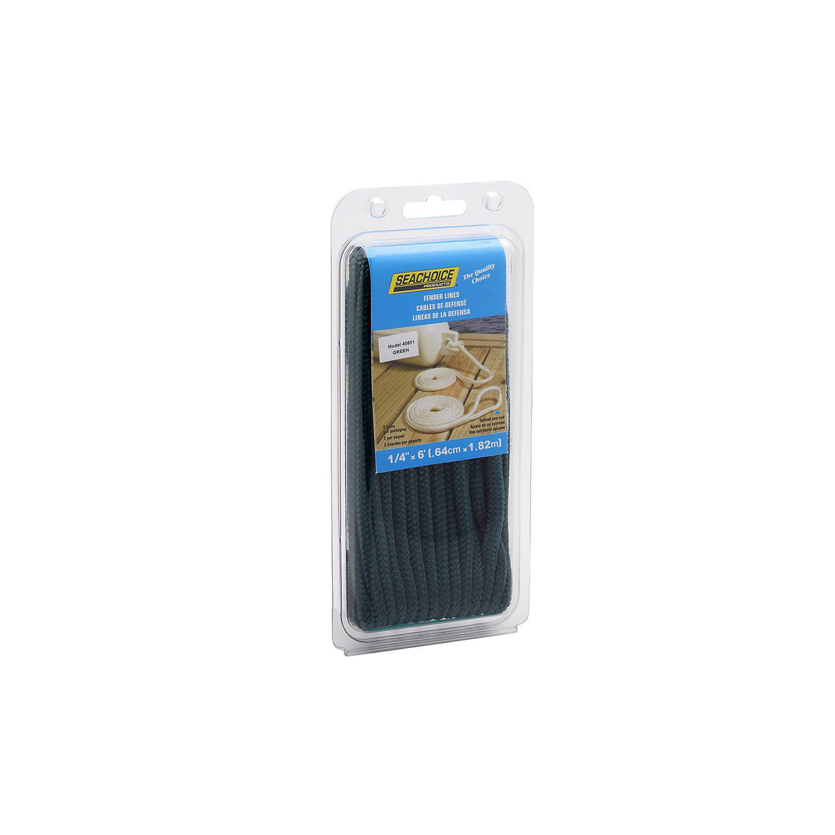 Seachoice - Double Braided Nylon Fender Line | Forest Green | 1/4" x 6' | 40851
