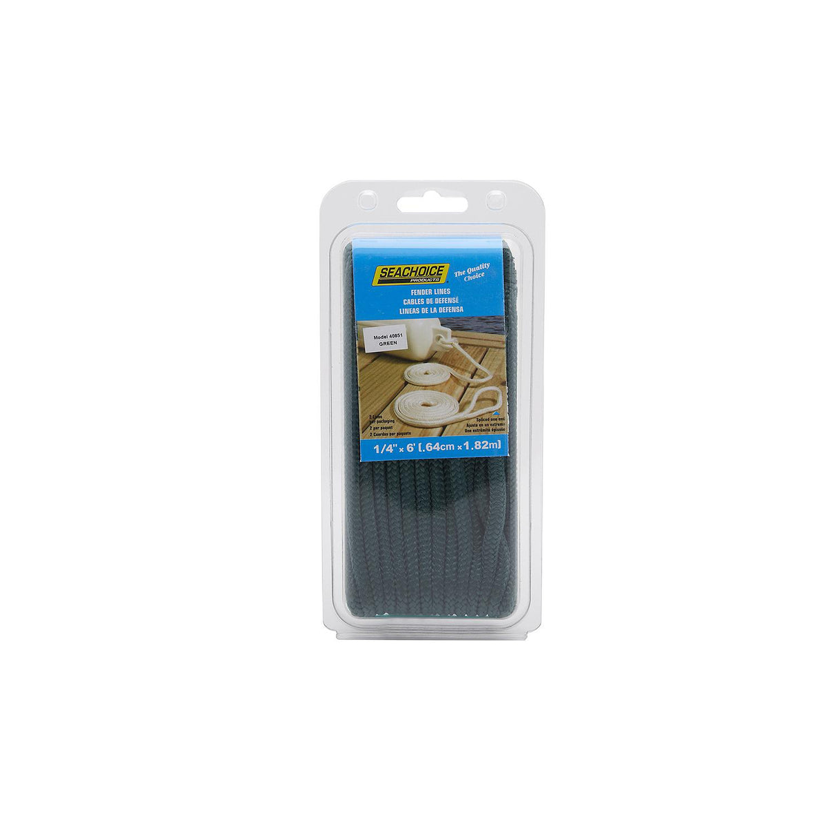 Seachoice - Double Braided Nylon Fender Line | Forest Green | 1/4" x 6' | 40851