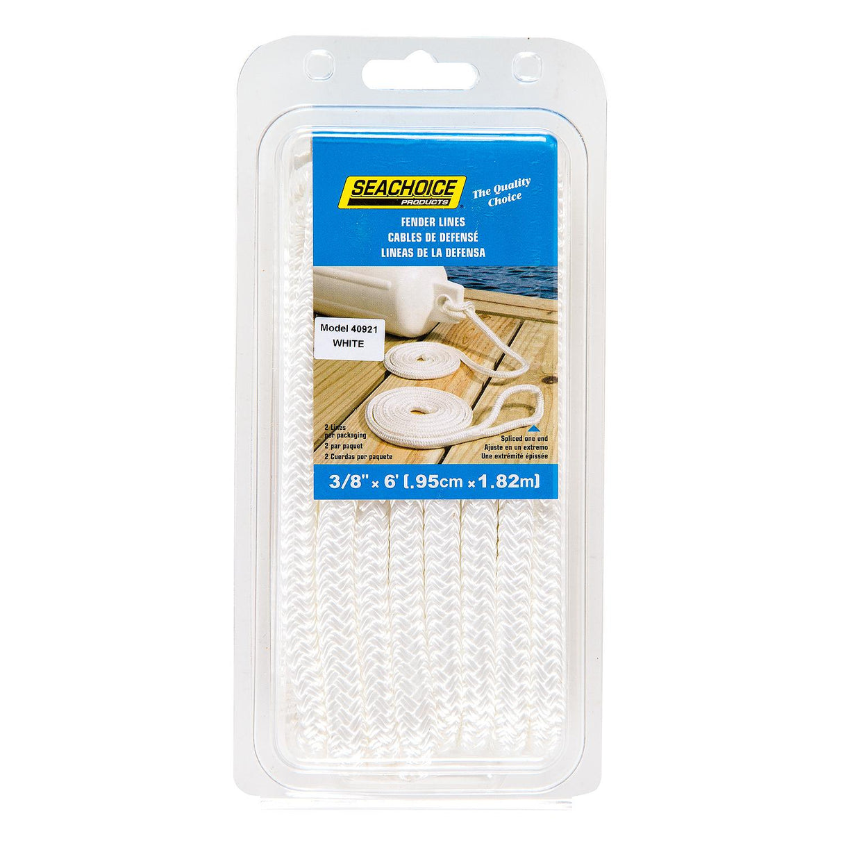 Seachoice - Double Braided Nylon Fender Line | White | 3/8" x 6' | 40921