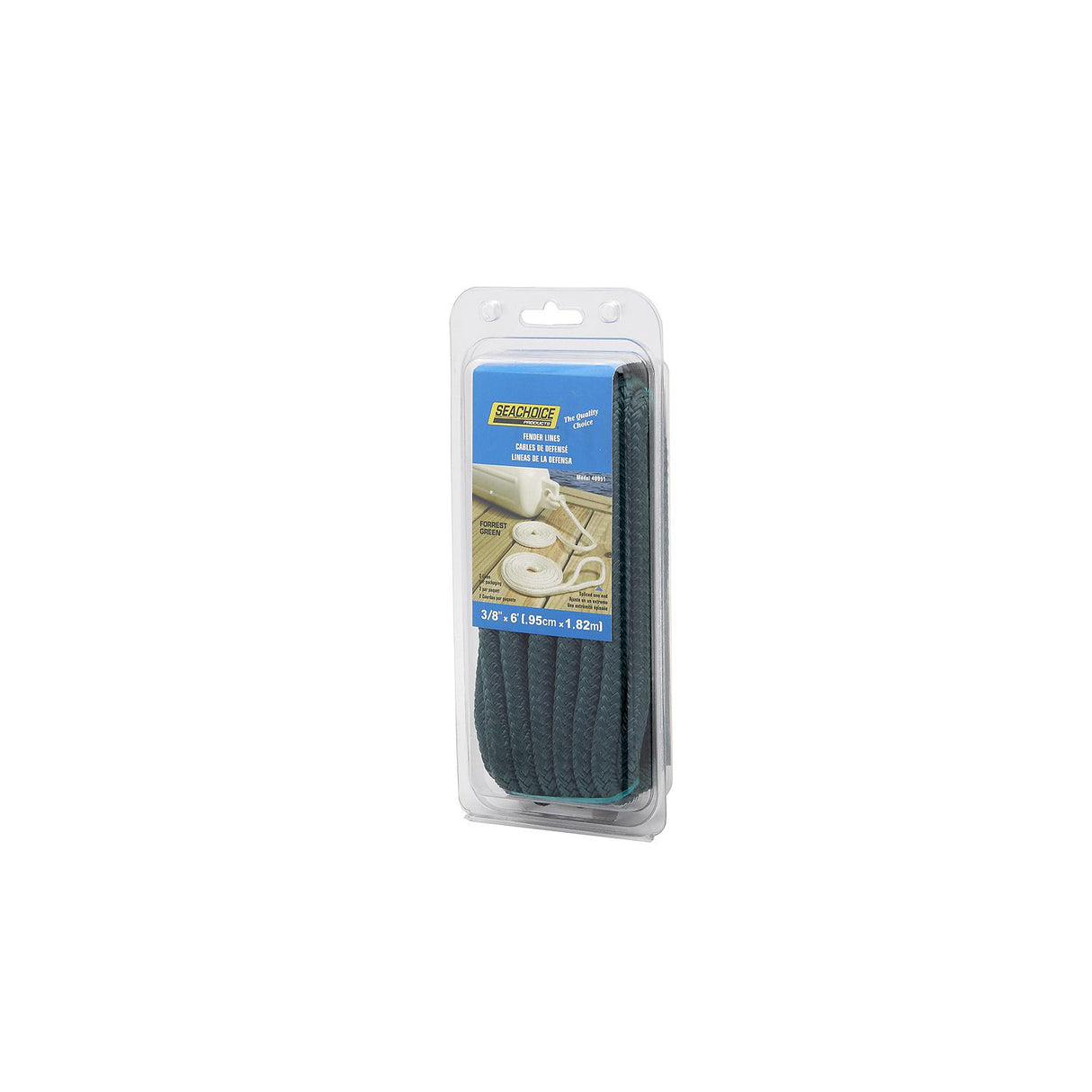 Seachoice - Double Braided Nylon Fender Line | Forest Green | 3/8" x 6' | 40951
