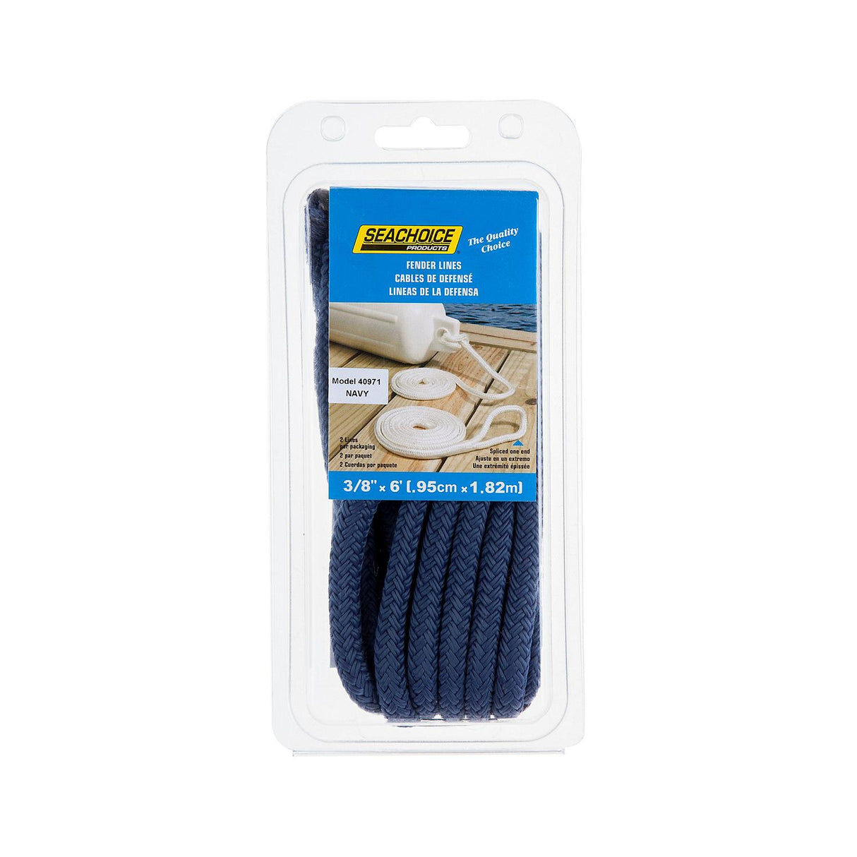 Seachoice - Double Braided Nylon Fender Line | Navy | 3/8" x 6' | 40971