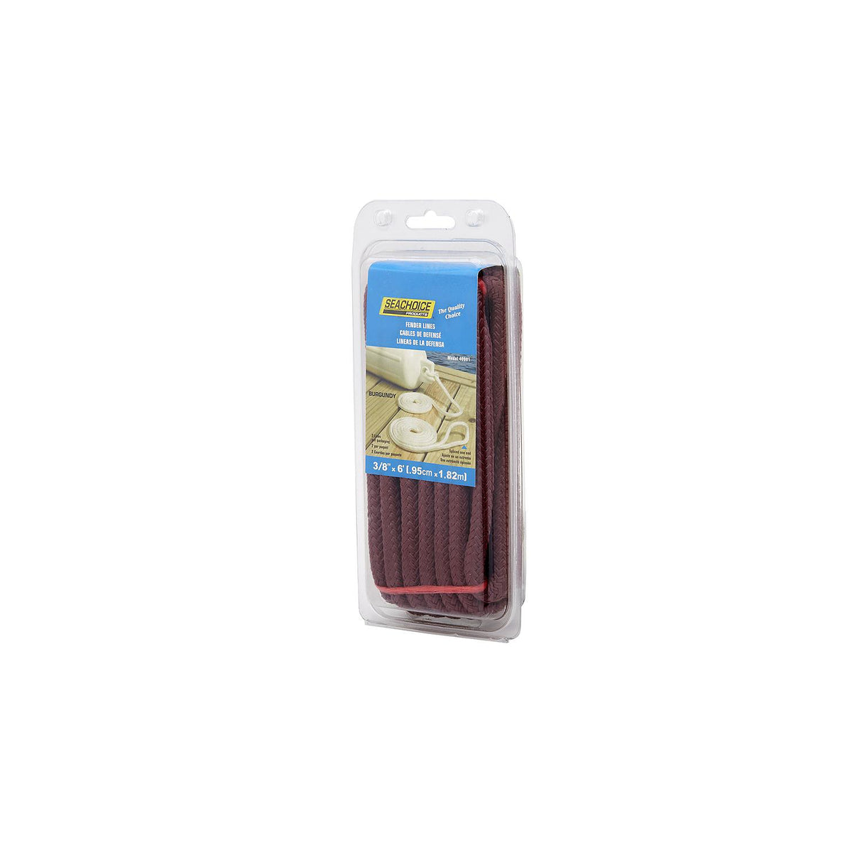 Seachoice - Double Braided Nylon Fender Line | Burgundy | 3/8" x 6' | 40981