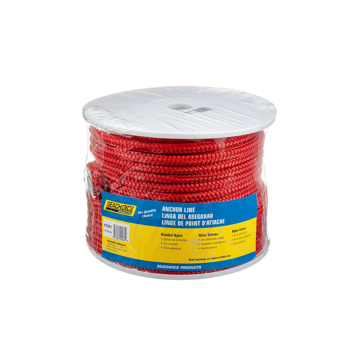 Seachoice - Double Braid Nylon Anchor Line | Red | 1/2" x 150' | 42261