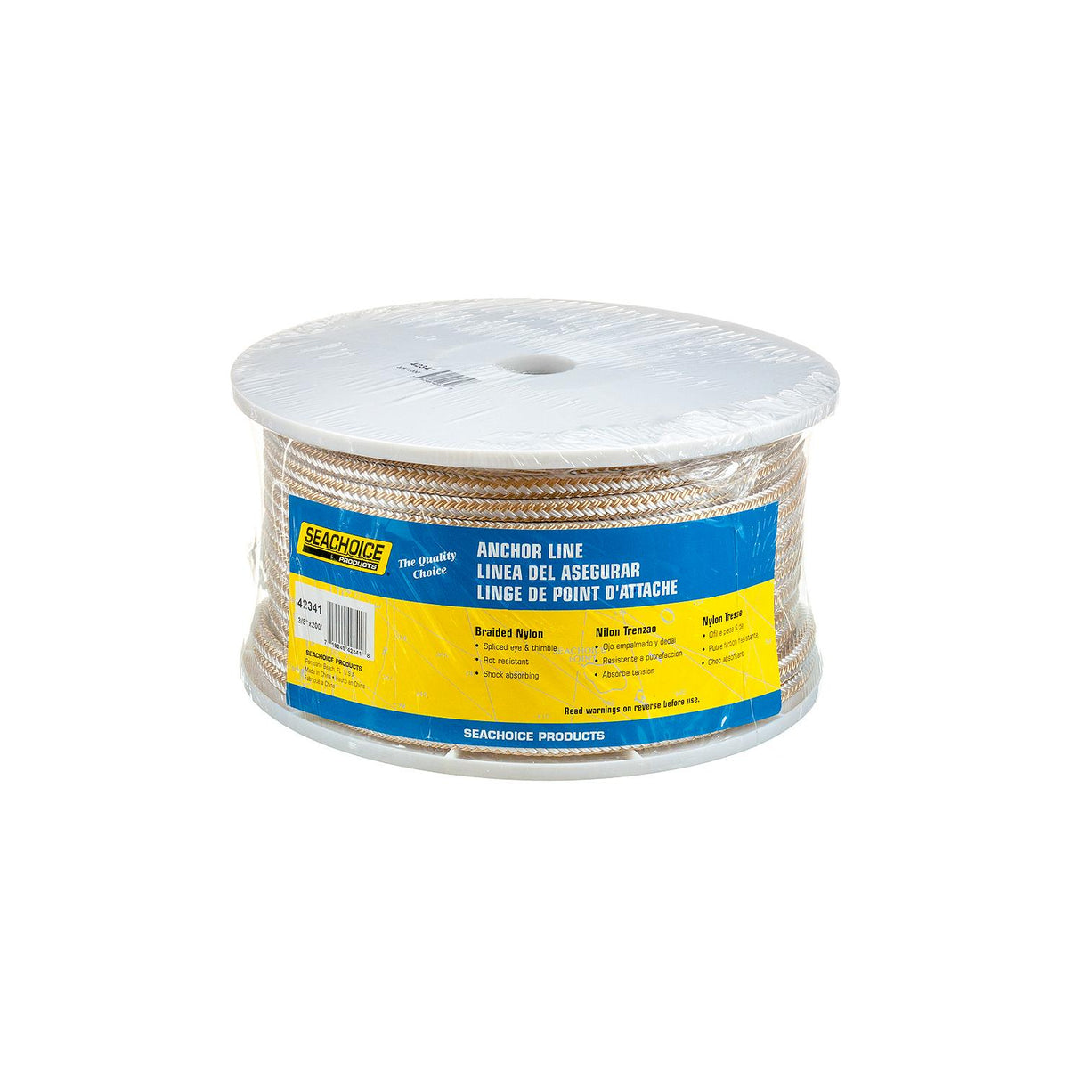 Seachoice - Double Braid Nylon Anchor Line | Gold / White | 3/8" x 200' | 42341