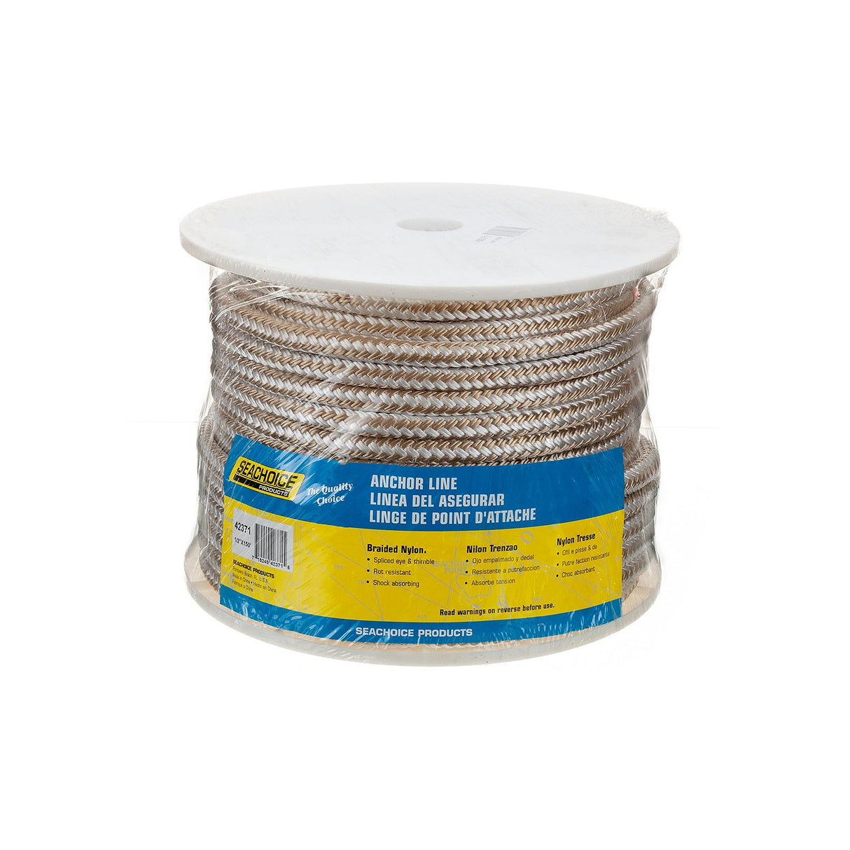 Seachoice - Double Braid Nylon Anchor Line | Gold / White | 1/2" x 150' | 42371