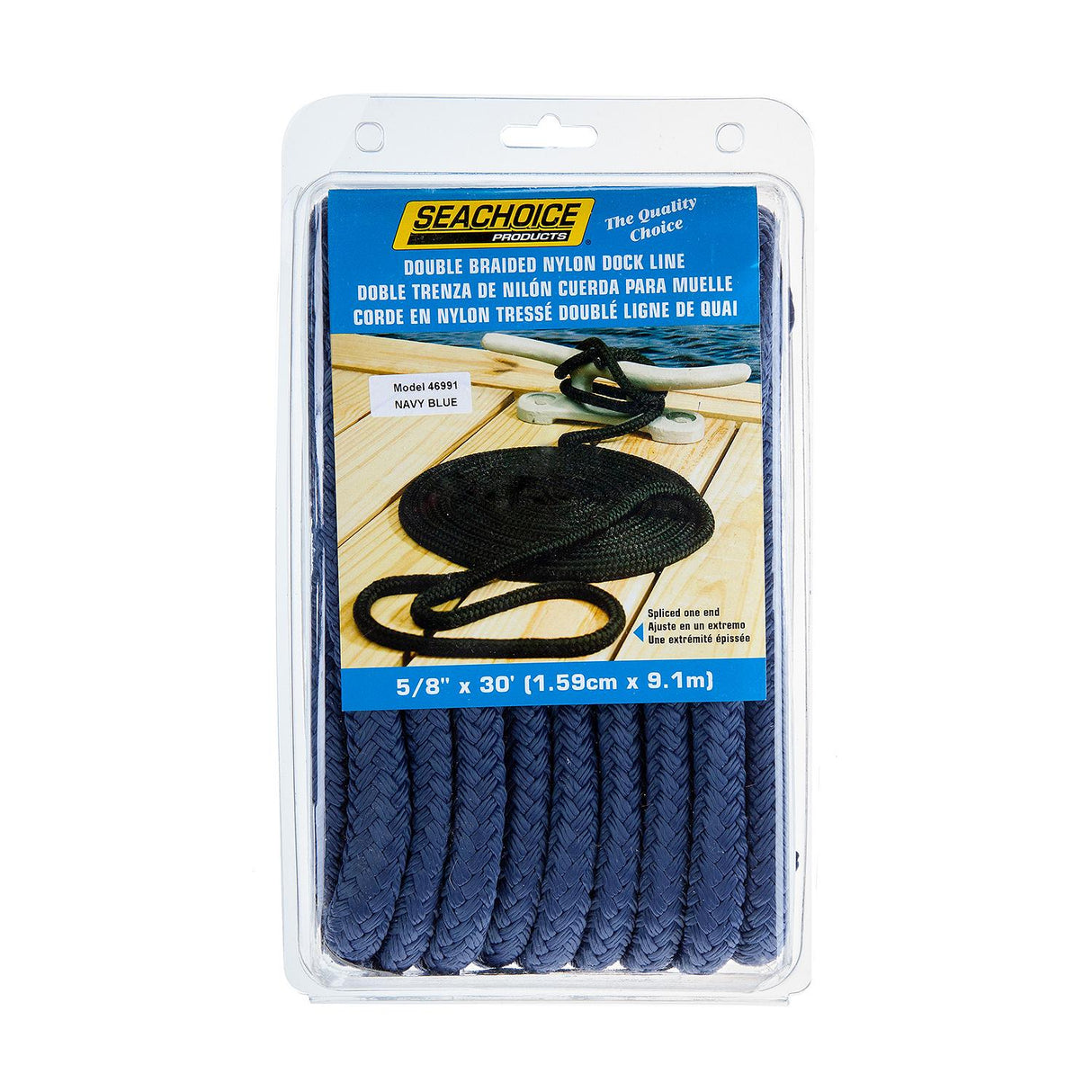 Seachoice - Double Braid Nylon Dock Line | Navy | 5/8" x 30' | 46991