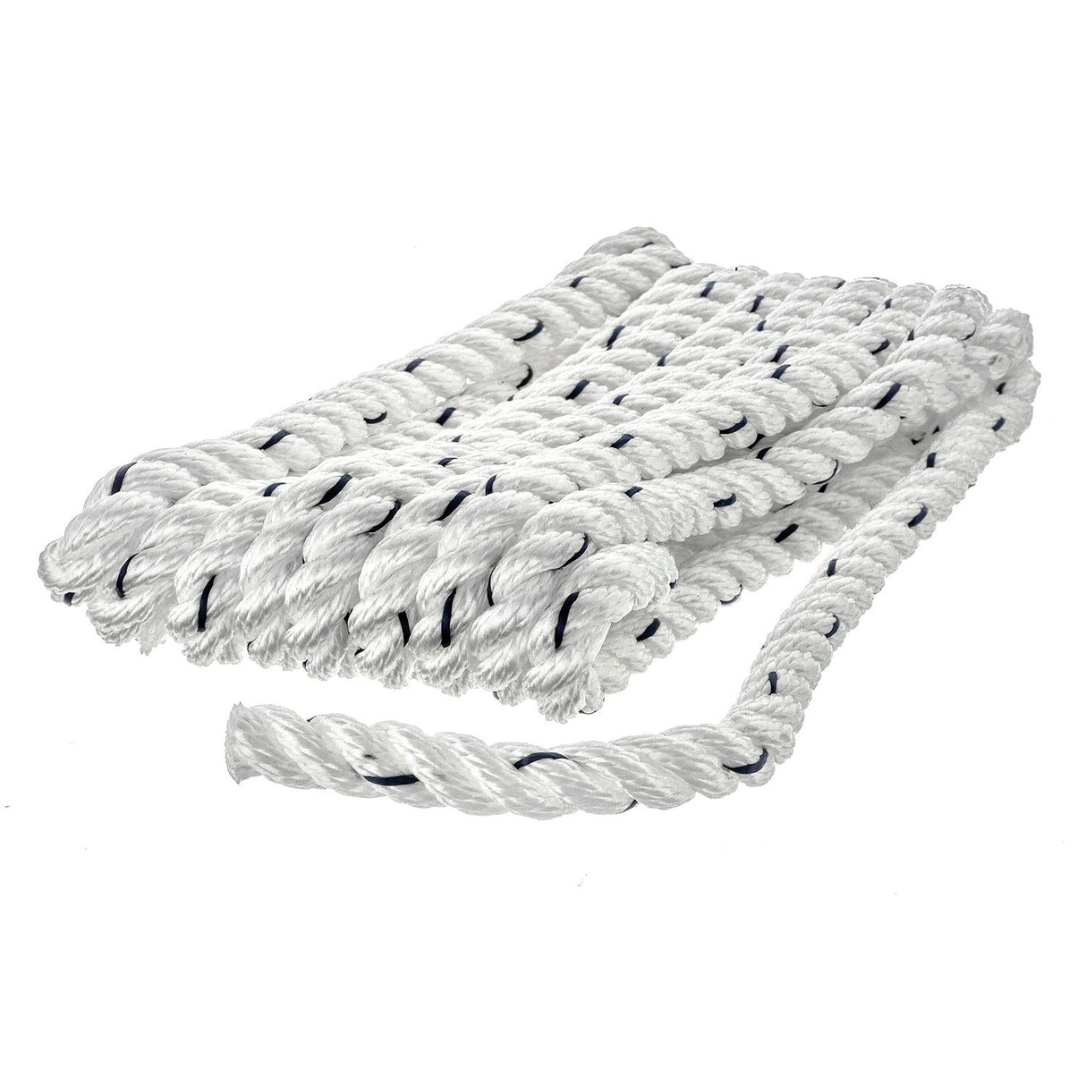 Seachoice - Three Strand Twisted Nylon Dock Line with Tracer | White/Blue Tracer | 3/8" x 10' | 47501