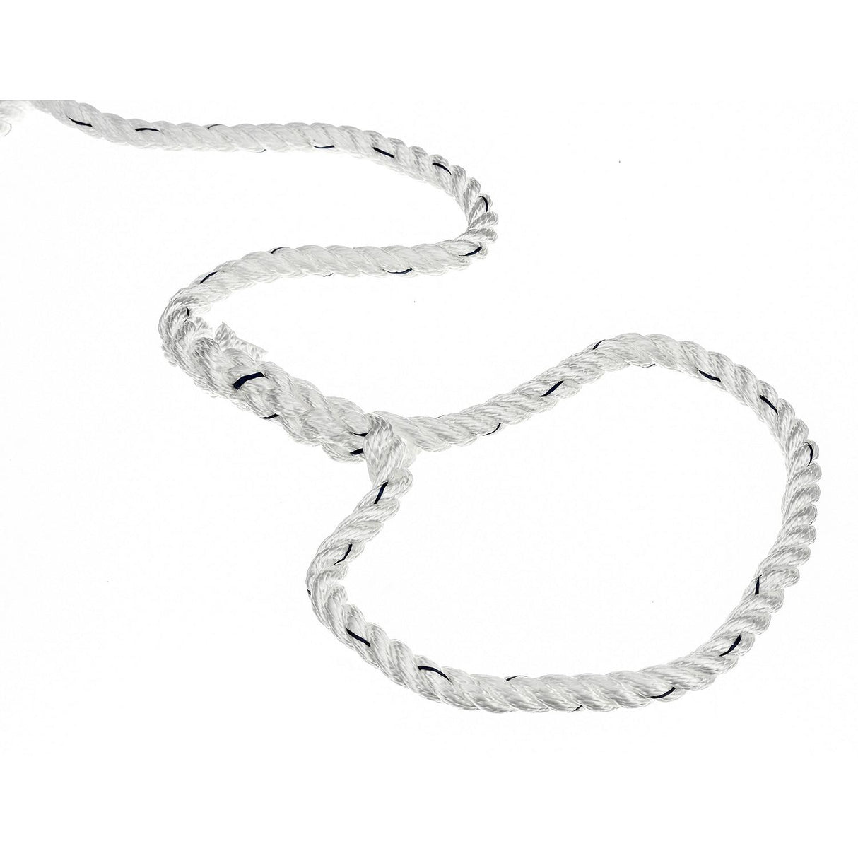 Seachoice - Three Strand Twisted Nylon Dock Line with Tracer | White/Blue Tracer | 1/2" x 25' | 47571
