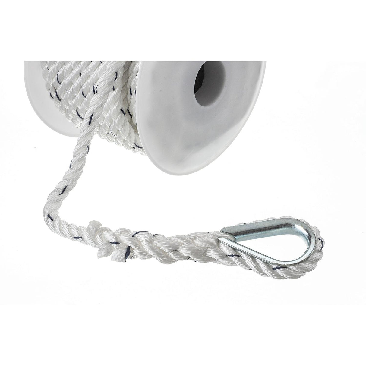 Seachoice - Premium 3-Strand Twisted Nylon Anchor Line with Tracer | White / Blue | 3/8" x 50' | 47691