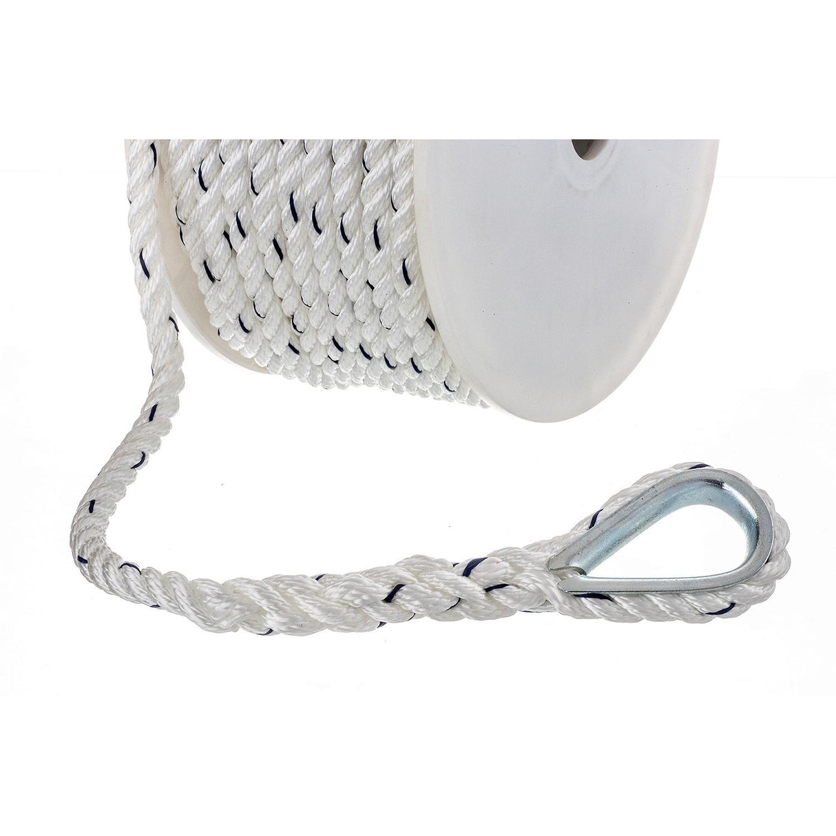 Seachoice - Premium 3-Strand Twisted Nylon Anchor Line with Tracer | White / Blue | 3/8" x 100' | 47711