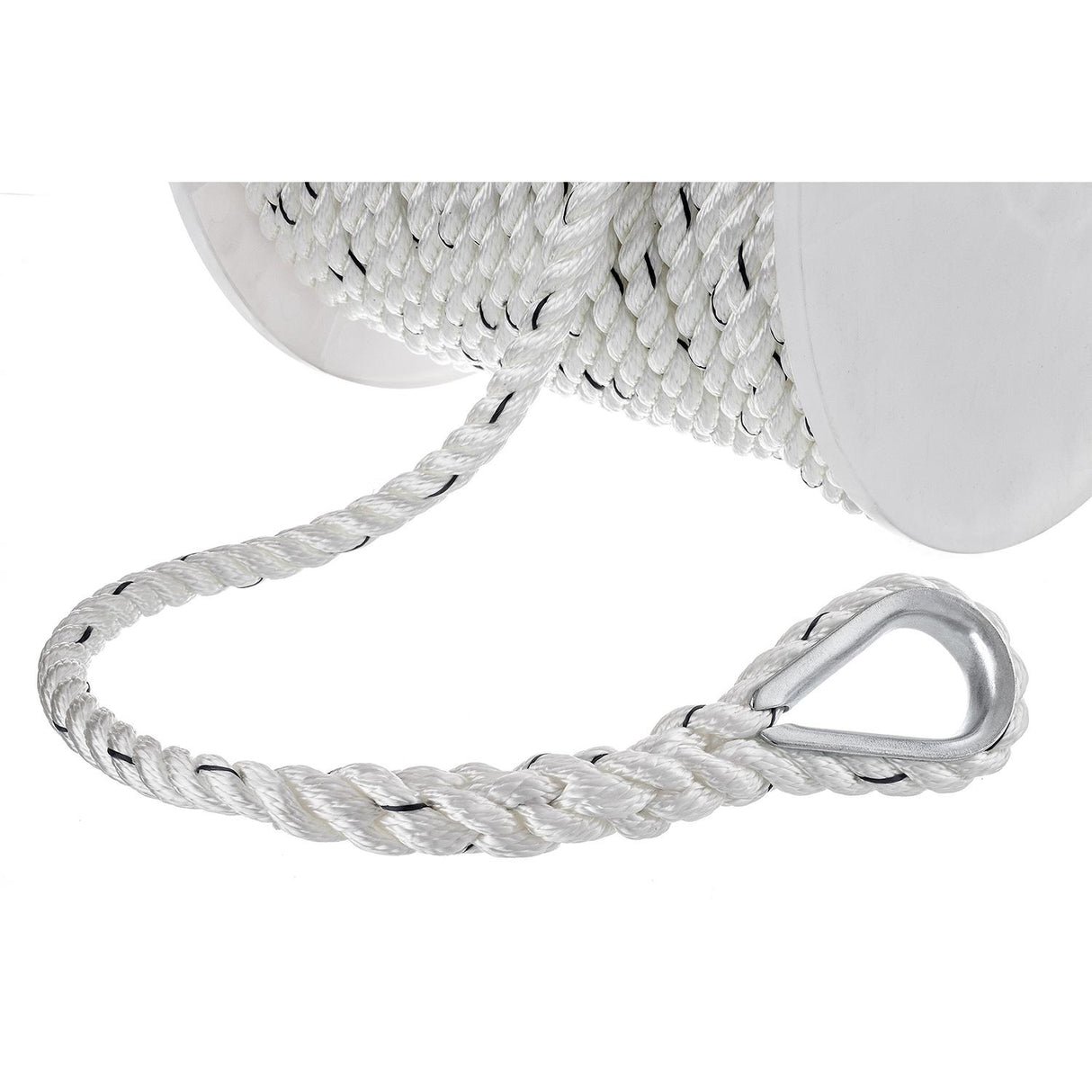 Seachoice - Premium 3-Strand Twisted Nylon Anchor Line with Tracer| White / Blue | 1/2" x 200' | 47751