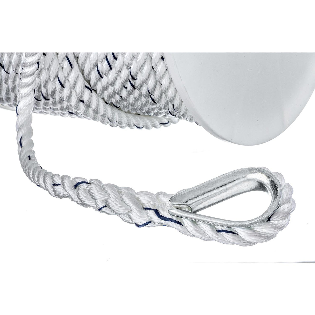 Seachoice - Premium 3-Strand Twisted Nylon Anchor Line with Tracer| White / Blue | 1/2" x 250' | 47781